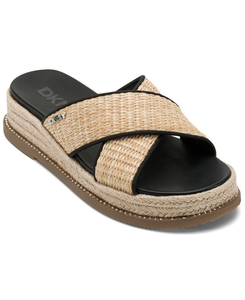 ダナ キャラン ニューヨーク レディース シューズ サンダル DKNY Womens Berris X Band Sandals Natural Black ブラック