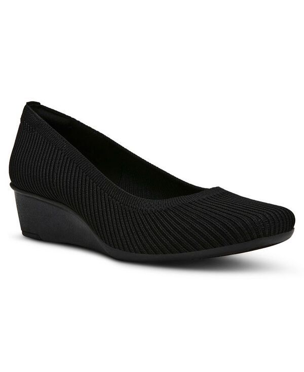 アンクライン レディース シューズ パンプス Anne Klein Womens Wisher Wedge Slip On Flats Black Knit ブラック