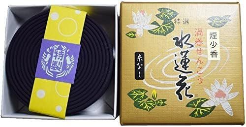 Awaji Baikundoの渦巻きIncense うずまきIncense 約12時間 14巻 安全糸なしタイプ 煙少花の香り水蓮花 煙の少ない渦巻Incens