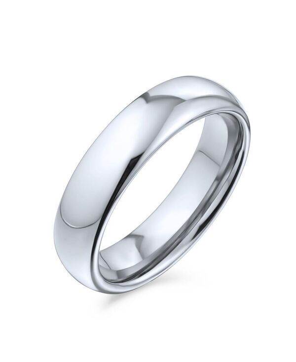 ブリング レディース アクセサリー Bling Jewelry Plain Simple Dome Design Comfort Fititanium Band Ring Polished Black Silverose Gold Tone 5MM Silve