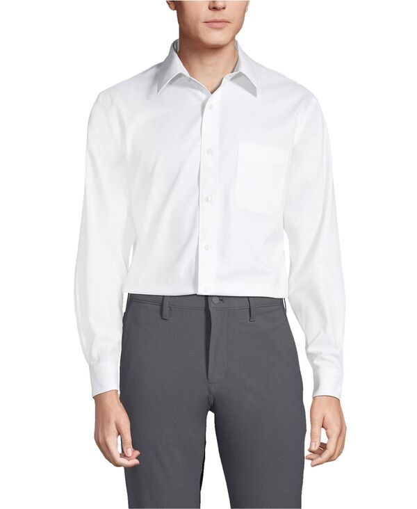 ランズエンド メンズ トップス シャツ Lands End Mensolid No Iron Supima Pinpoint Straight Collar Dresshirt White ホワイト