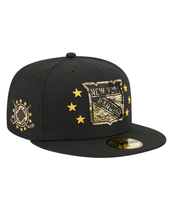 ニューエラ メンズ アクセサリー 帽子 New Era Mens Black New York Rangers Military Appreciation Digital Camo Stars 59FIFTY Fitted Hat Black ブラック