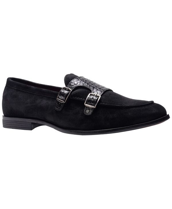 カルロスサンタナ メンズ シューズ スリッポン・ローファー Carlos by Carlosantana Mens Twin Buckle Strap RoundToe Loafers Black ブラック