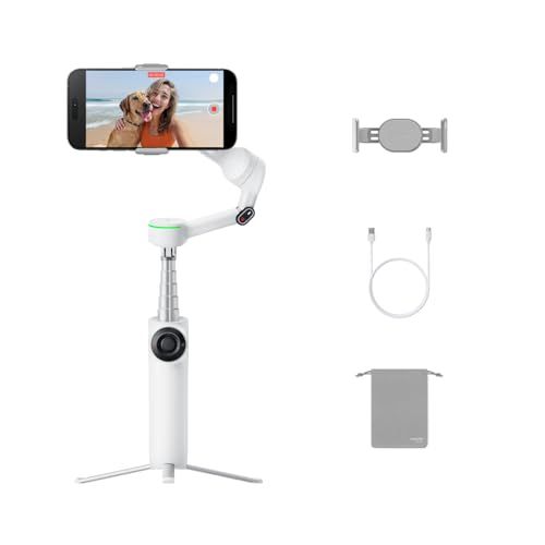 Insta360 Flow 2 Pro White - Industry's First AI-Powered Smartphone Gimbal (Apple DockKit Compatible), Revolutionary 360 Pan Tracking, Free Tilt, Built-In Tripod/Selfie Stick, Vlog/Travel Portable Stabilizer MA d2dc3a6b