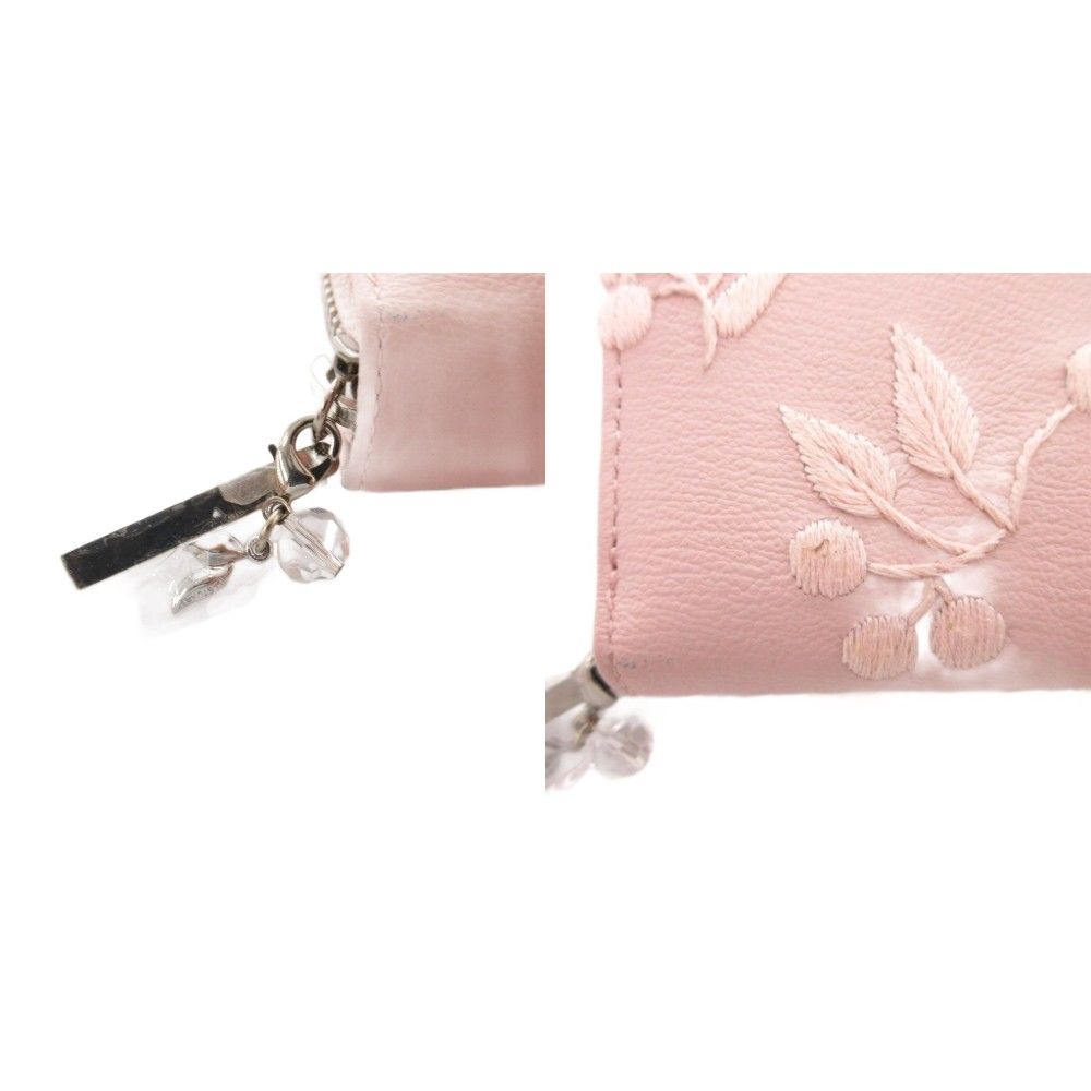 ジルスチュアート JILL STUART 長財布 ピンク 花柄刺繍 ラウンド 