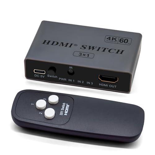 HDMI切替器 3入力 自動切替 リモコン付き 4K@60Hz HDR HDCP2.2対応 低遅延 プラグ&プレイt f20b2e39