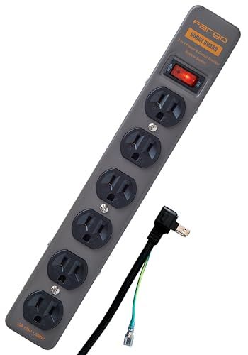 Fargo STEEL TAP 電源タップ スチール製 3ピン対応 アース線付き コード 壁掛け 固定 (ダークグレー, 6個口2m)t 3597e611