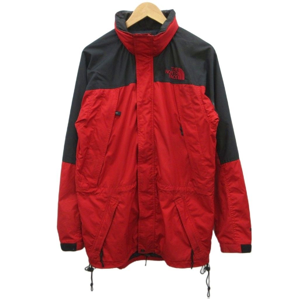 ザノースフェイス THE NORTH FACE マウンテンパーカ 上着 M 赤 レッド 黒 ブラック 長袖 スタンドカラー ドローコード /PP ■ECD004