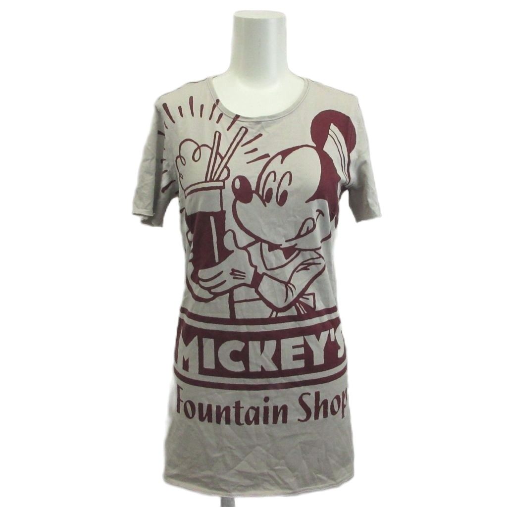 ドルチェ&ガッバーナ ドルガバ DOLCE&GABBANA ロングTシャツ ロンT 38 グレージュ 半袖 クルーネック キャラクタープリント /YU ■ECD004