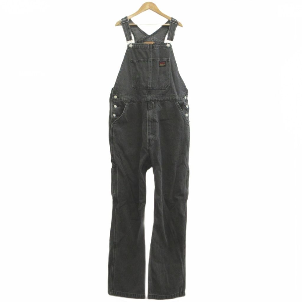 リーバイス Levi's デニムオーバーオール L 黒 ブラック 無地 長ズボン丈 胸ポケット /NP ■ECD004