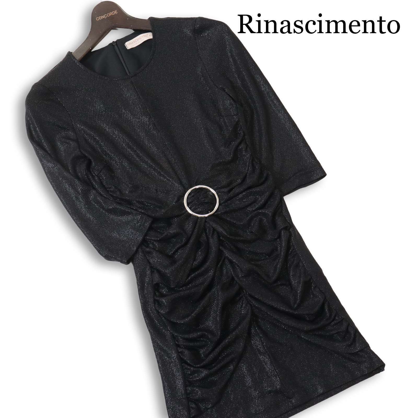 Rinascimento リナシメント 春夏☆ ラメ ドレープ ストレッチ ミニ 