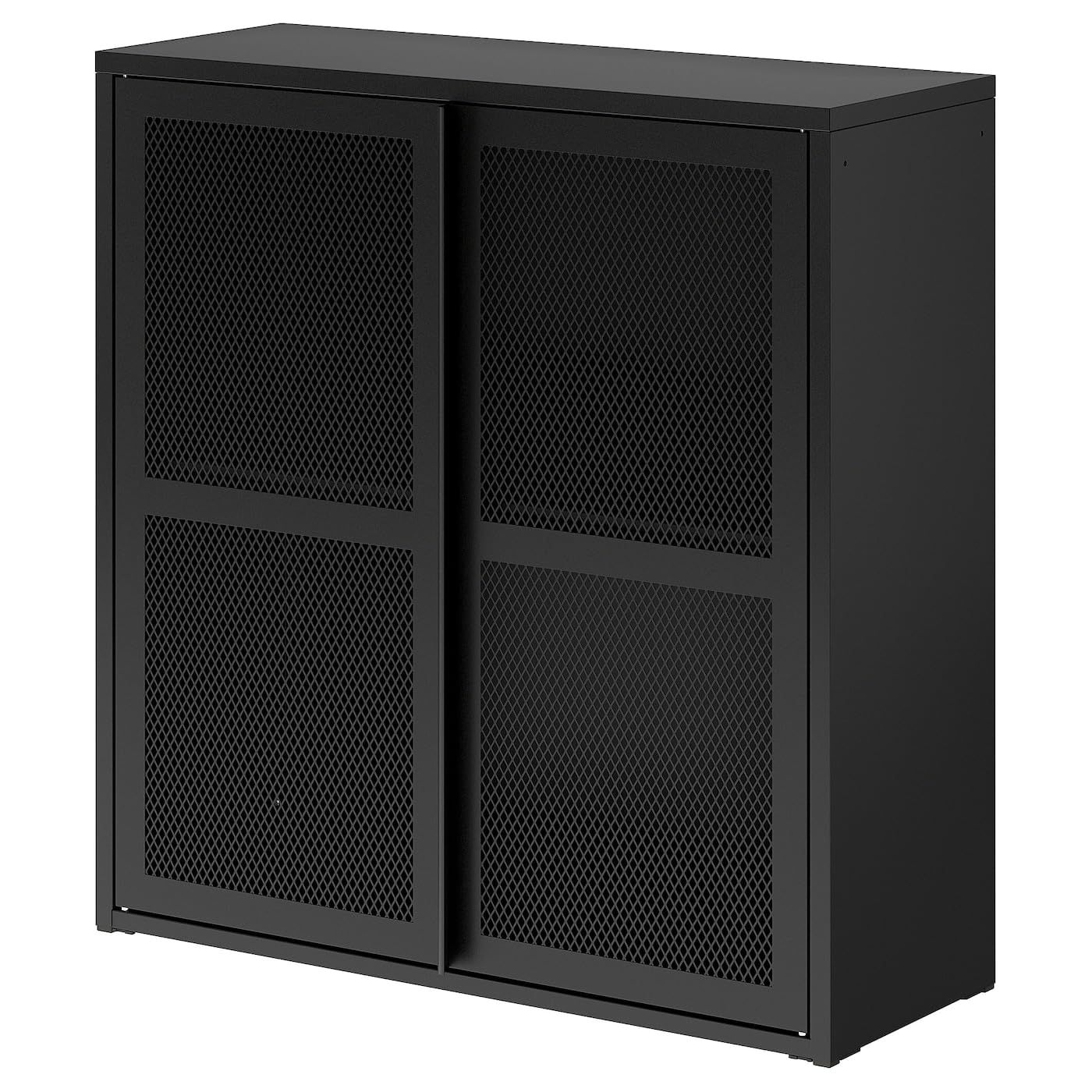IKEA (イケア) IVAR イーヴァル キャビネット 扉付 - ブラック メッシュ 80x83 cm 605.312.42ｍａ