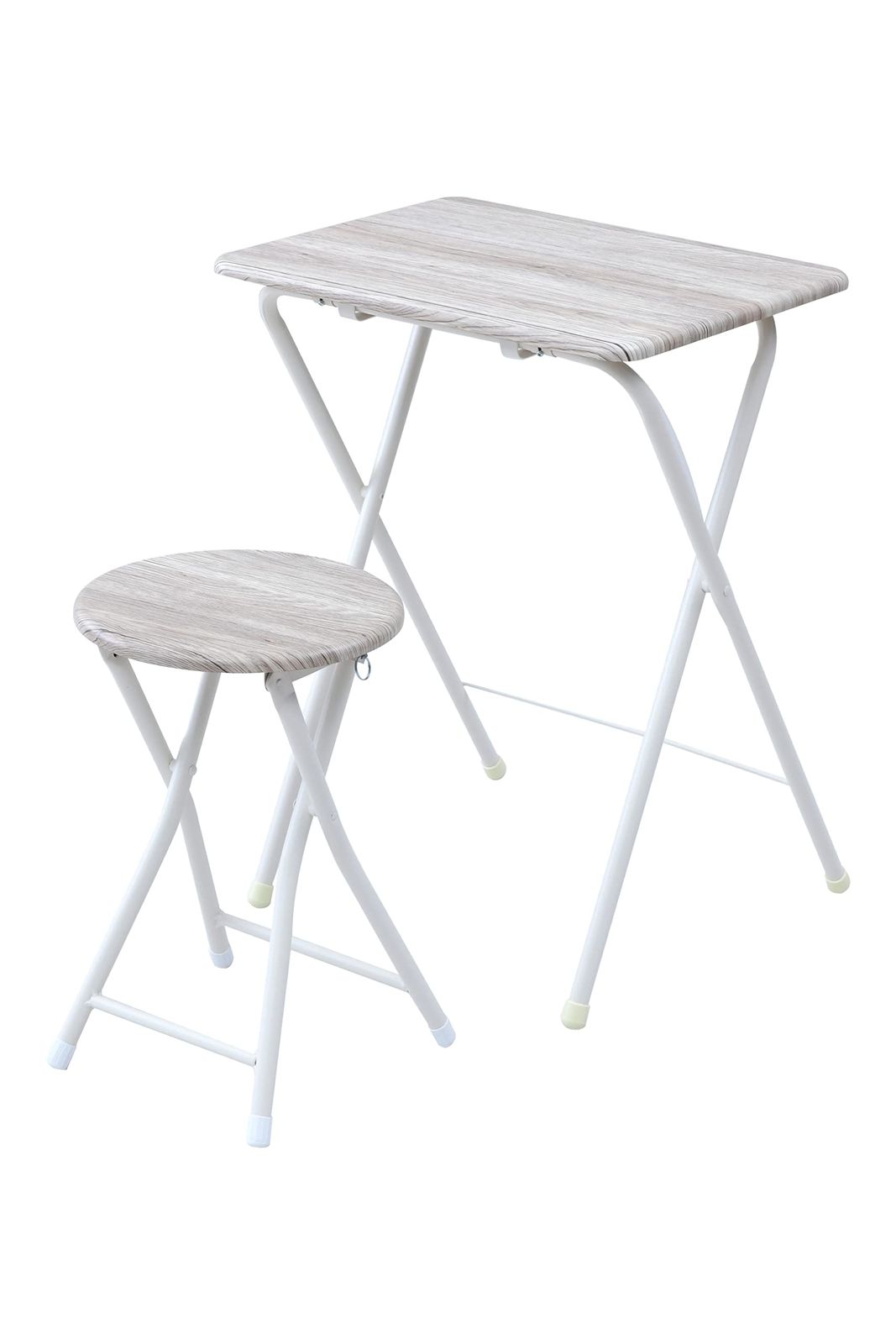 山善(YAMAZEN) 折りたたみ デスク チェアセット 机 (幅50×奥行48×高さ70cm) 椅子 (幅30×奥行30×高さ46cm) 完成品 アンティークアイボリー/サンドホワイト YST-SET(AIV/SWH) テレワークｍａ