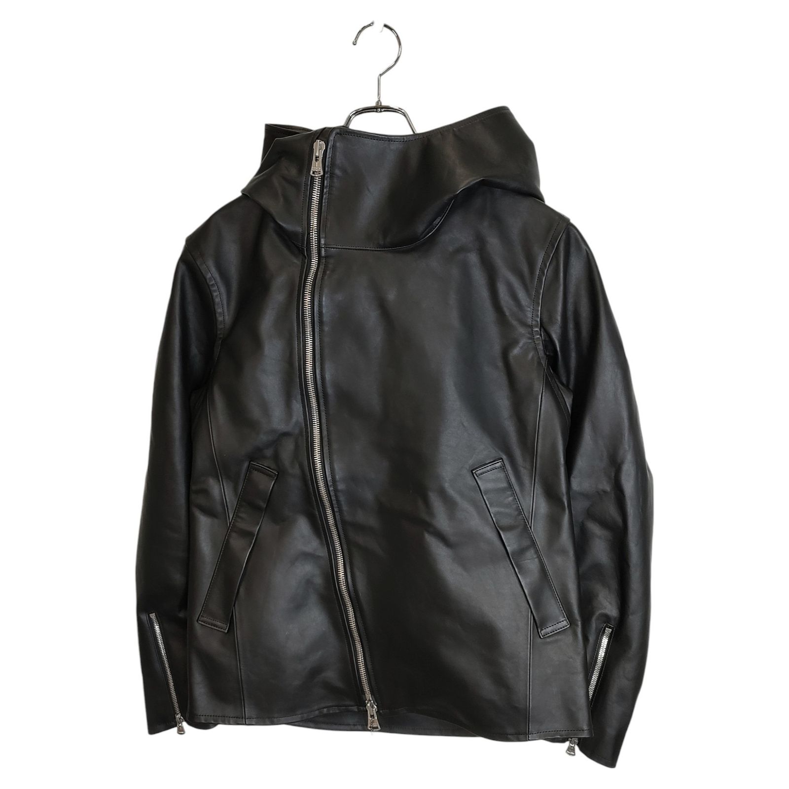ISAMU KATAYAMA BACKLASH イサムカタヤマバックラッシュ DROID G5 DOUBLE RIDERS HOODIE BLACK カウレザー ダブルライダース レザージャケット 電熱ライナー付き 2008-03 M ブラック メンズ