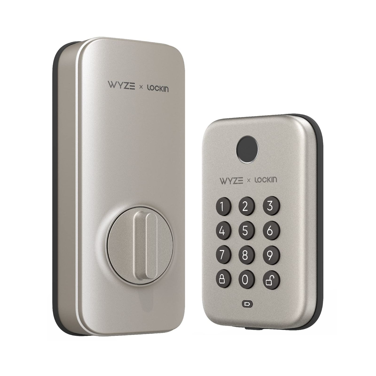 Wyze スマートロック 指紋認証キーレスドアロック シルバー Bluetooth デッドボルト交換 バックライト付きキーパッド IPX5 耐候性 アプリ内履歴管理 スケジュールアクセス 自動ロック BHMA UL規格20分耐火★m 4a7d8555