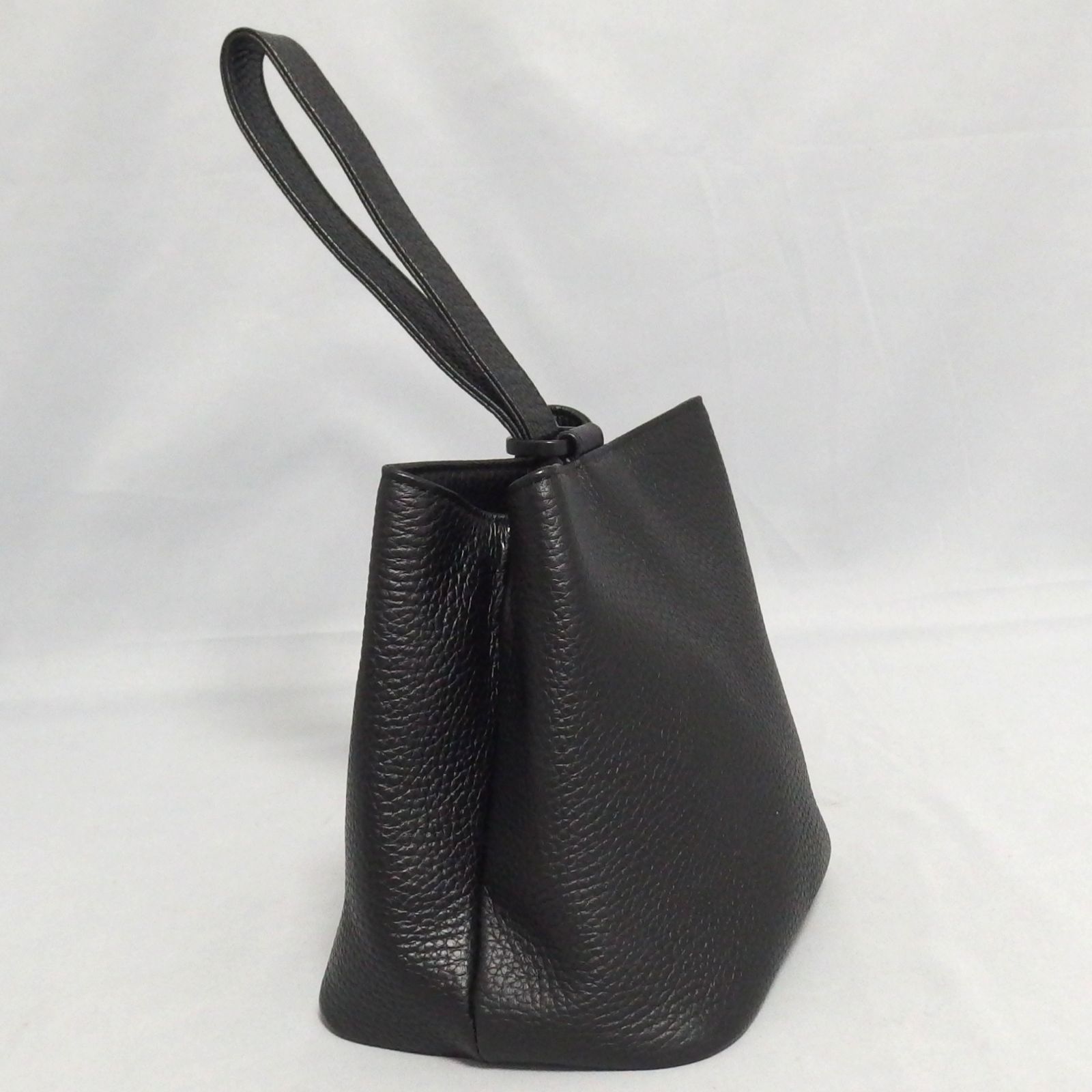メンズ 極美品☆Hush Tag 巾着 レザー バッグ ブラック ハンドバッグ 
