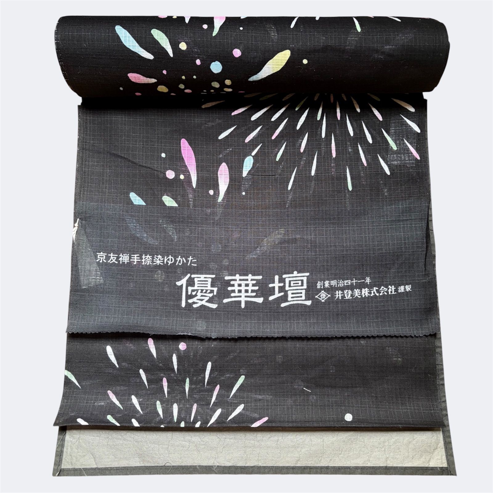 【反物】浴衣 井登美 itomi 京友禅手捺染 黒地 花火柄