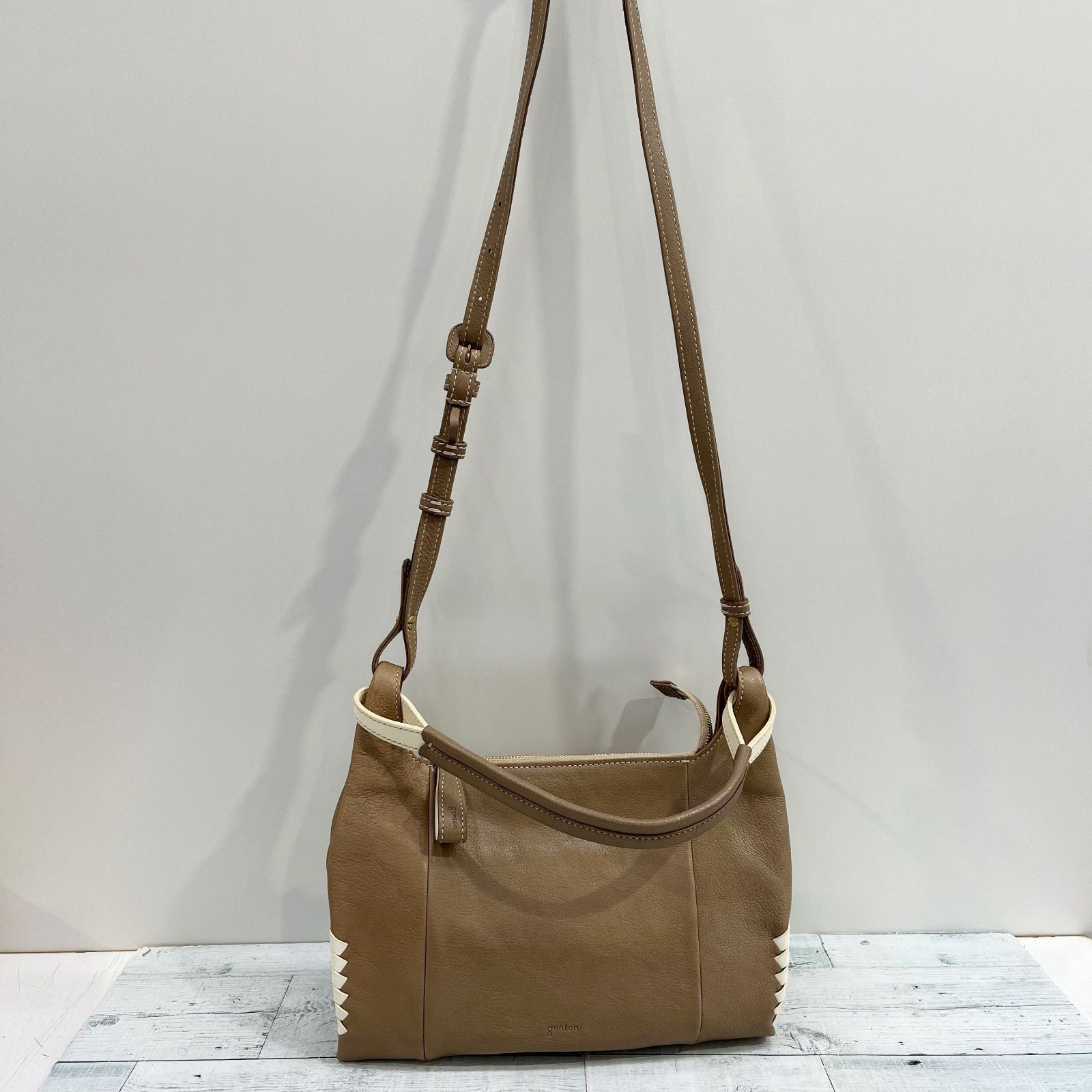 genten ゲンテン ボルディーノ 2way レザー ショルダー バッグ ハンド 