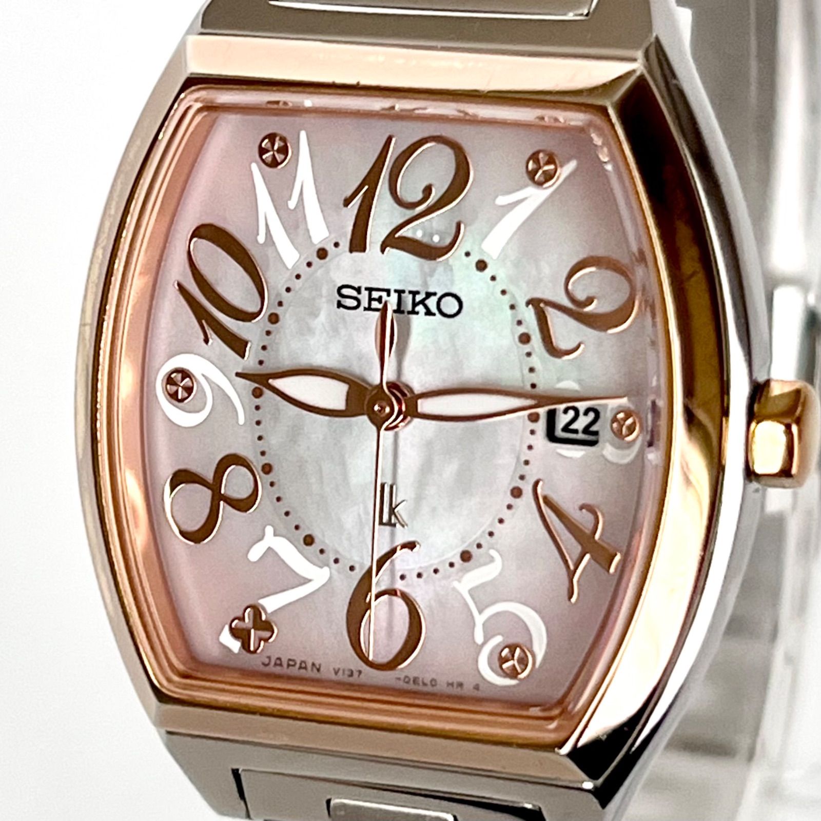 【セイコー ルキア レディース 腕時計 稼働 ソーラー 磨き済み】SEIKO LUKIA 美品 シェル文字盤 ゴールド