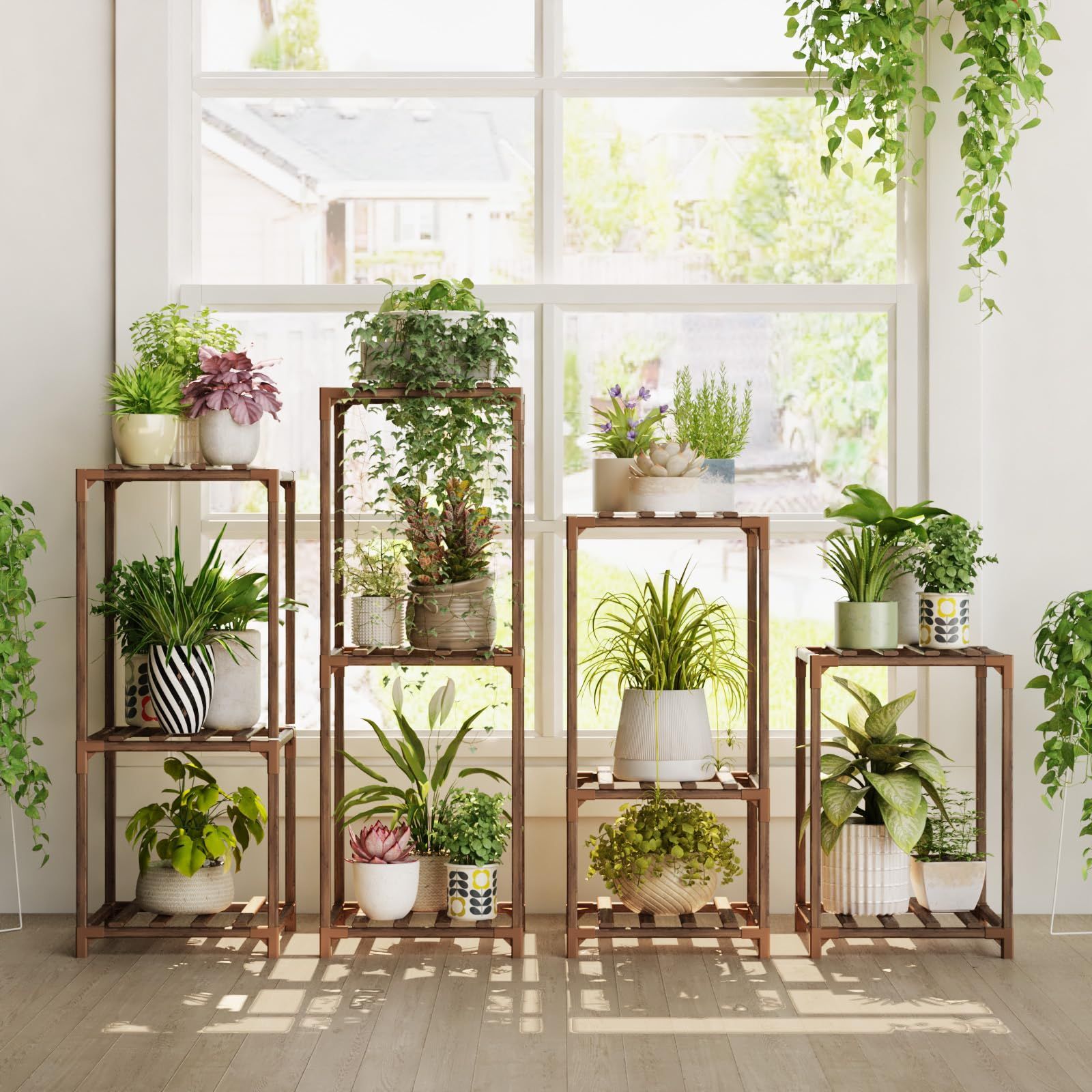 Bamworld フラワースタンド 室内屋外 プランタースタンド 園芸 観葉植物 台 木製花台 ガーデンラック 植物 棚 植木鉢台 ガーデン ベランダas bc29e084