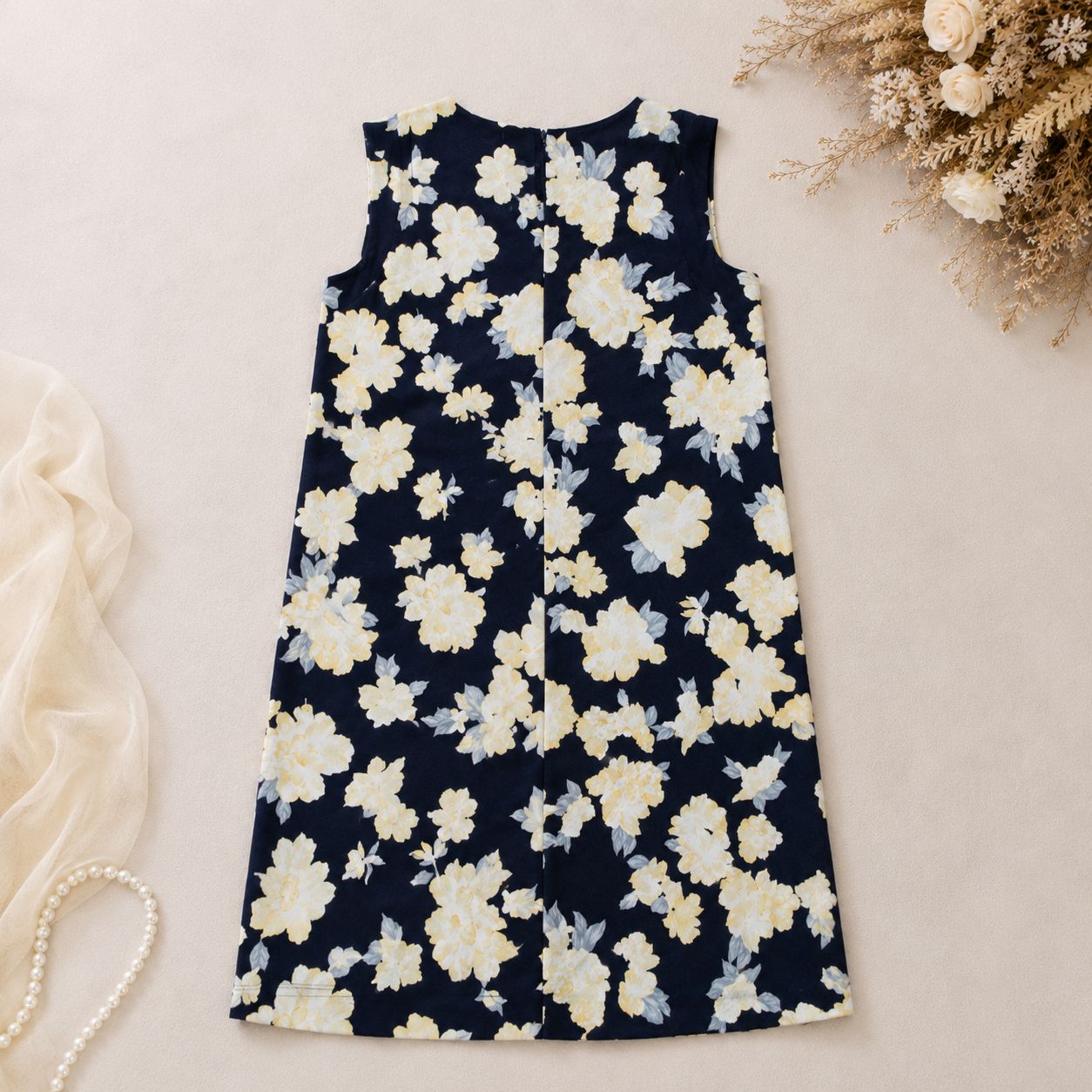 新品未使用　Leilian レリアン 花柄 ノースリーブワンピース 9号 Leilian レリアン♡花柄ノースリーブワンピース♡ネイビー 9号 日本製