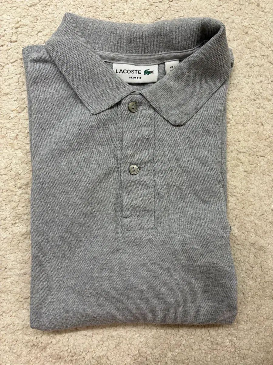 ラコステ スリムフィット ピケ ポロTシャツ グレー 95