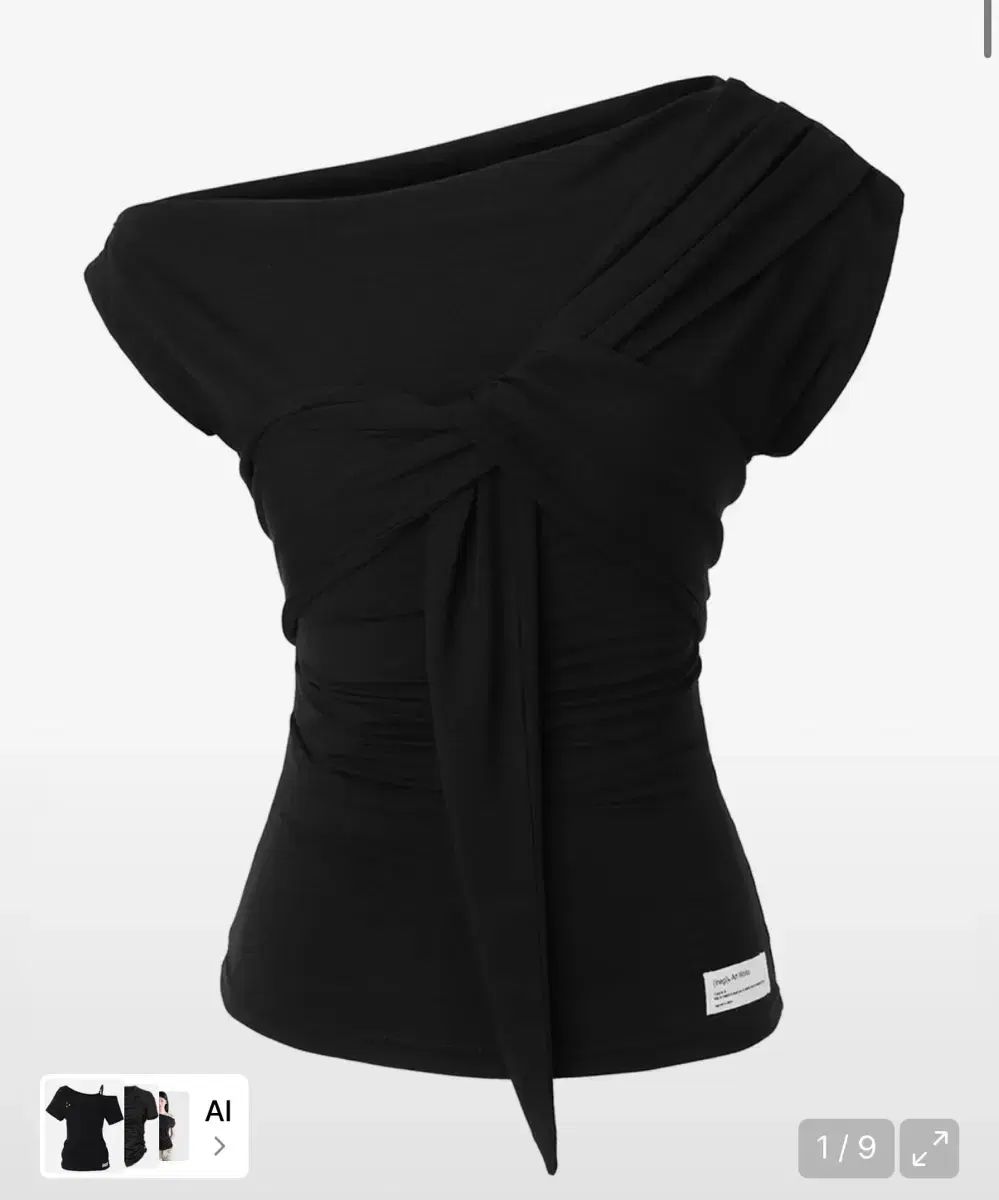 INEGI ドレープ フルイドフロー トップス Tシャツ ブラック