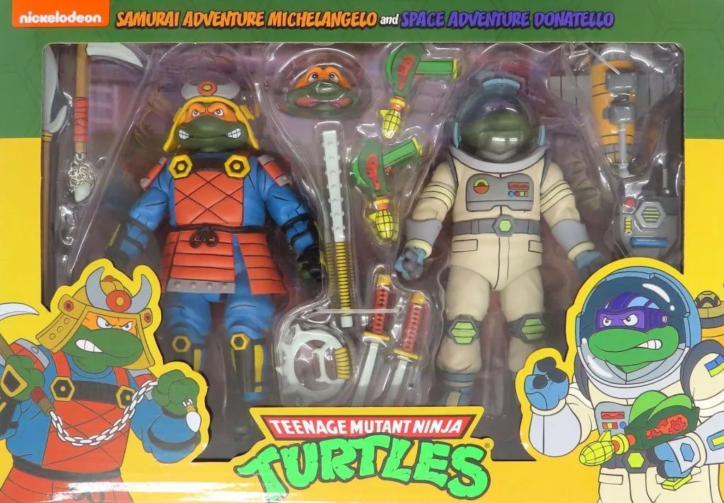 【中古】フィギュア サムライ・タートルズ ミケランジェロ ＆ スペース・アドベンチャー ドナテロ 「ティーンエイジ・ミュータント・ニンジャ・タートルズ」 7インチ アクションフィギュア 2PK