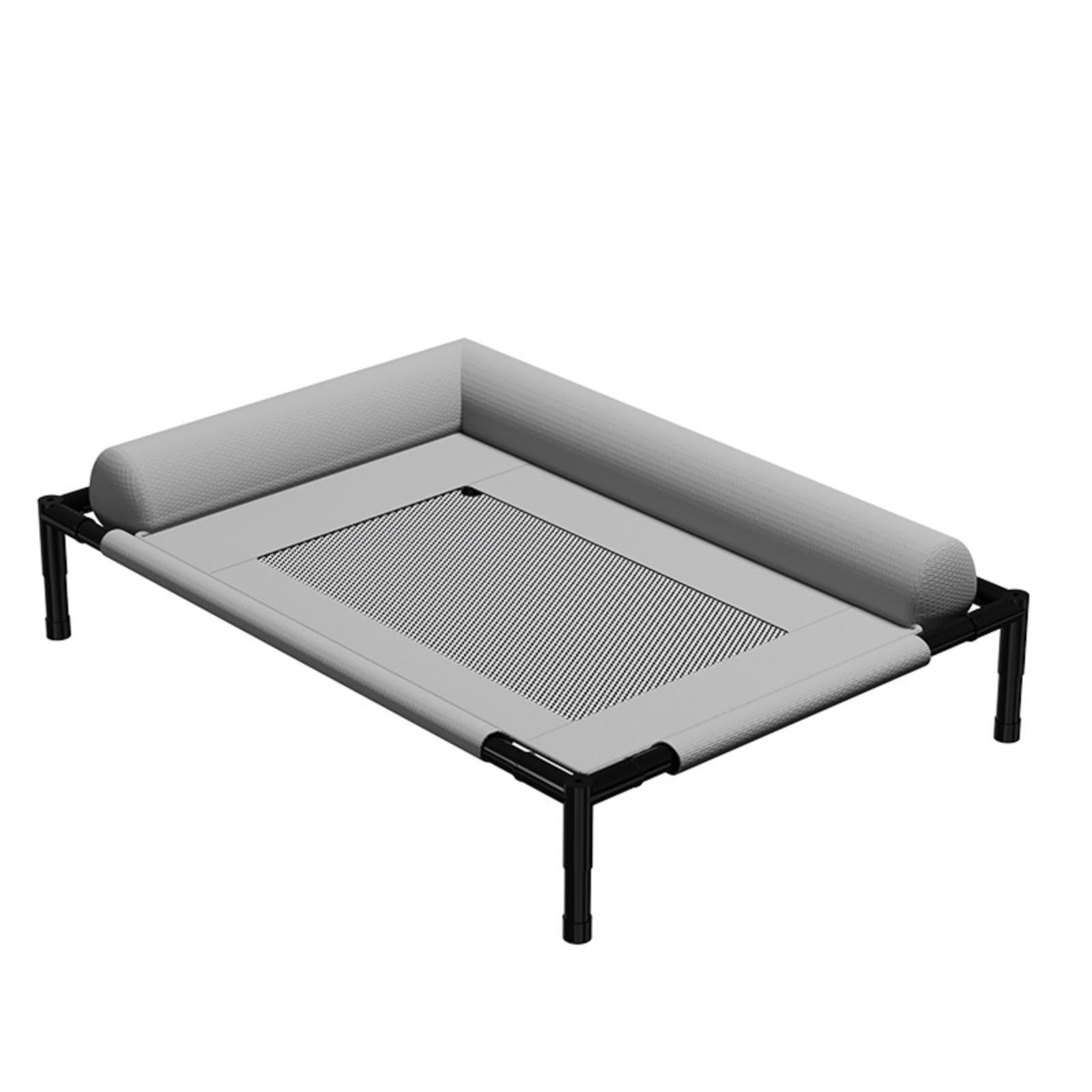 新品 GIIPET ペットベッド 夏用 高通気 犬用ベッド 猫用ベッド ドッグコット 高床式 透気メッシュ 猫犬兼用 抗菌防湿 防ダニ 洗える L型半包囲枕付き 快適サポート地面から17cm離れ 四季対応 耐荷重 室内屋外 (グレー 大サイズ-83*63*1