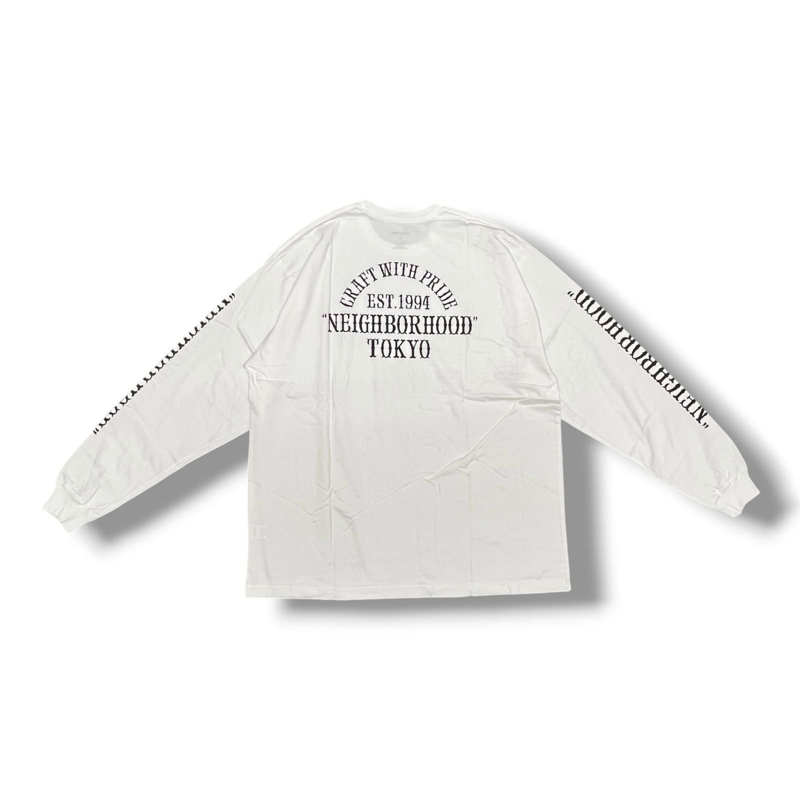 参考上代8800円 未使用 NEIGHBORHOOD 22AW NH6 L/S CO Tee プリント長袖Tシャツ 長袖カットソー ロンＴ ネイバーフッド 222PCNH-LT06 ホワイト XL （5957M）
