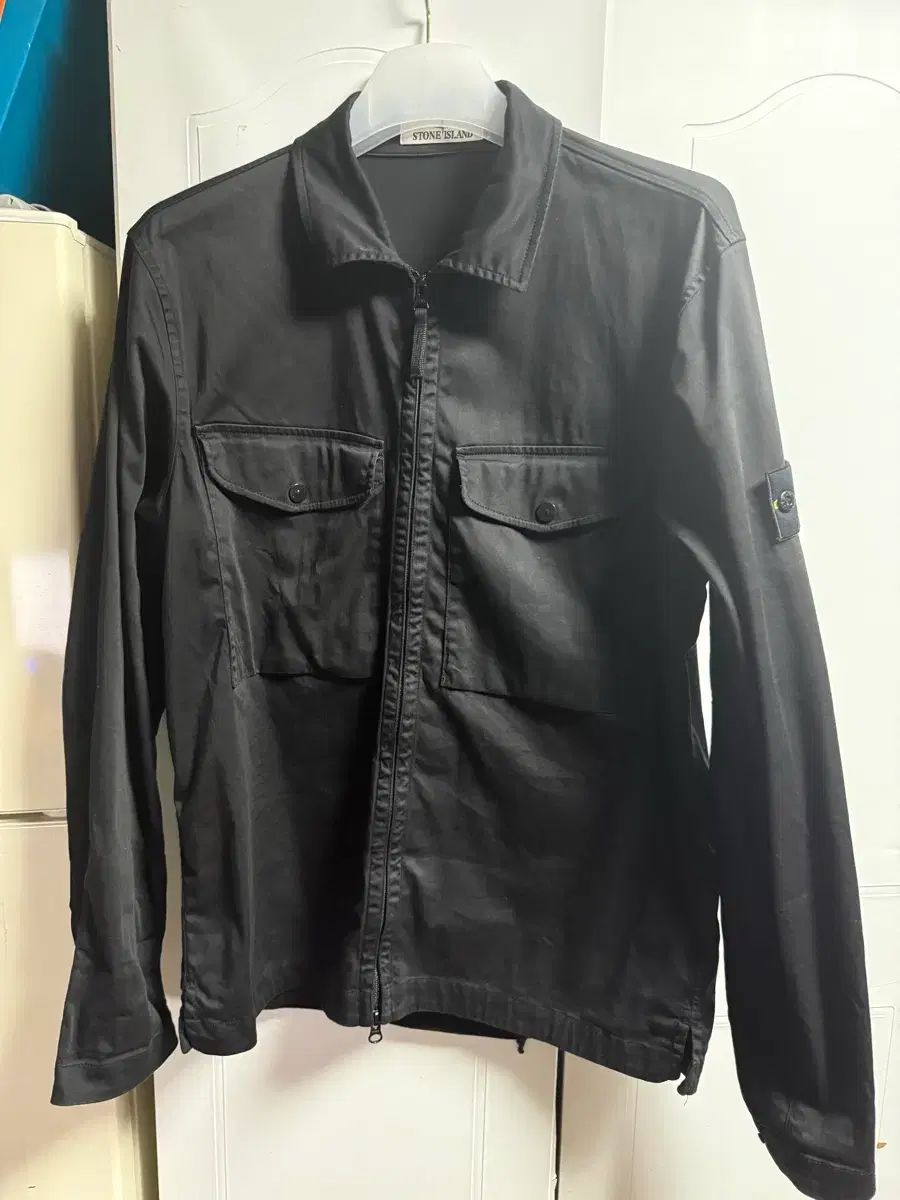 STONE ISLAND ストーンアイランド 10812 ストレッチコットンサテンガーメントダイド オーバーサイズシャツ ブラック