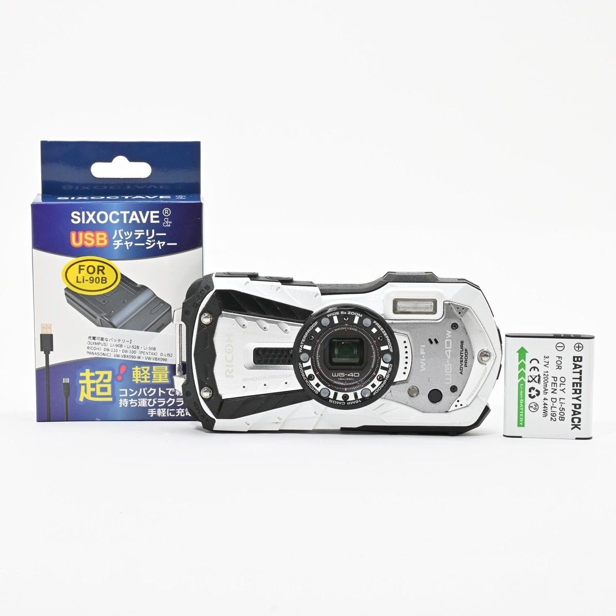 1378＜並品＞ RICOH 防水デジタルカメラ WG-40W ホワイト WG-40W WH 04687