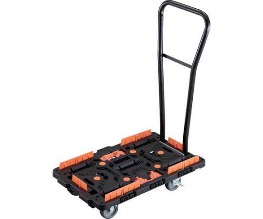 新品 ＴＲＵＳＣＯ 連結式樹脂製平台車 ビートル ７００Ｘ４５０ 自在５輪(内２輪ストッパー付) スタッキング可能 脱着式ハンドル付 荷崩れ防止柵 キャスターホルダーとめたろう付 BT700KJ5S2HE100T