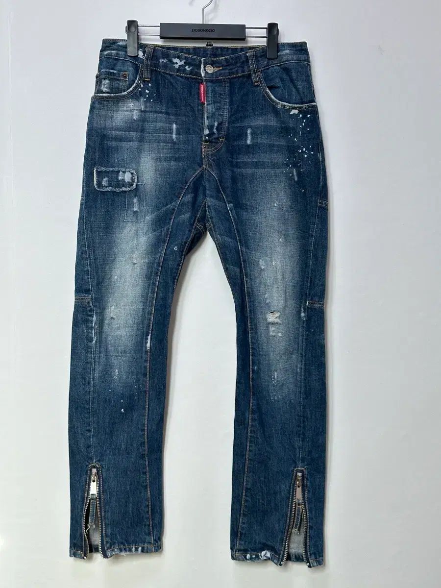 DSQUARED2 ウォッシュ ペイント ジッパー デニム 52