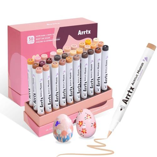 Arrtx アクリルペイントマーカー 肌色スキンカラー 30色セット リアル肌色 多色階調 ブラシ先端 イラスト/フィギュア塗装専用 耐水性 にじまない プロ・初心者兼用ｍａ