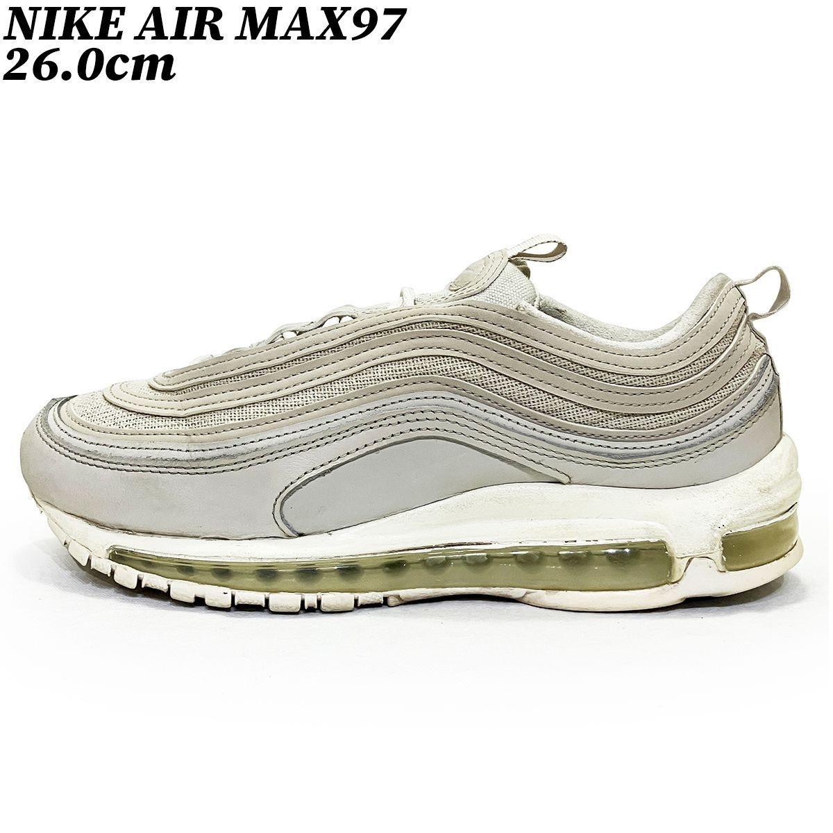 【クーポン】スニーカー シューズ ナイキ エアマックス９７ グレー アイボリー 26.0cm NIKE AIR MAX97 DJ9978-001 正規品 中古 古着 ブランド 匿名配送