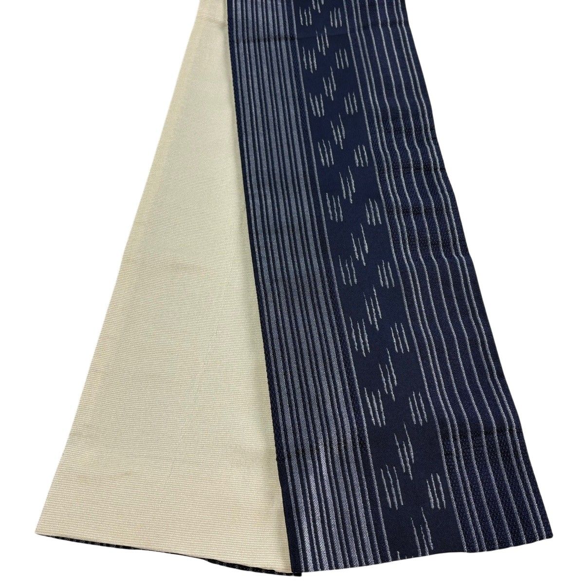 【美品】半幅帯 優品 縞 紺色 化繊 【中古】