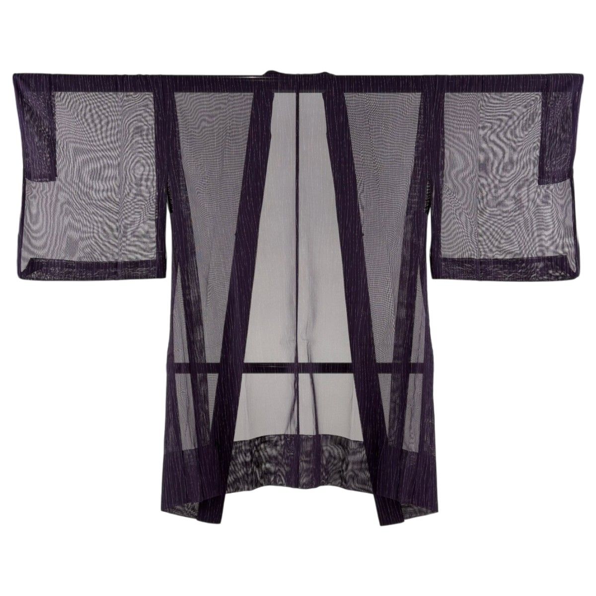 【美品】 羽織 身丈96.5cm 裄丈63cm S 波 幾何学模様 紫 正絹 逸品 【中古】