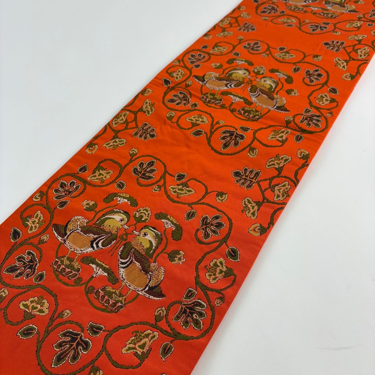 美品】 袋帯 逸品 龍村晋 落款あり 鳳凰 流水 金糸 箔 ベージュ お太鼓 