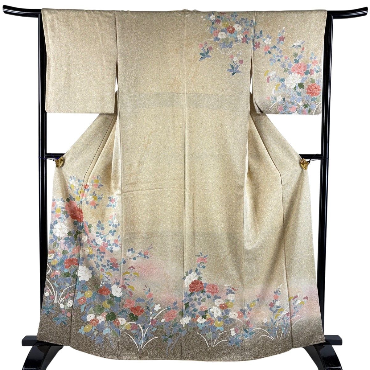 ☆ 単衣 付下げ 刺繍柄 地紙に花模様 金駒刺繍 薄裏柳色 K-6008 ☆ 単衣 付下げ 刺繍柄 地紙に花模様 金駒刺繍 薄裏柳色 K-6008 ☆ 単