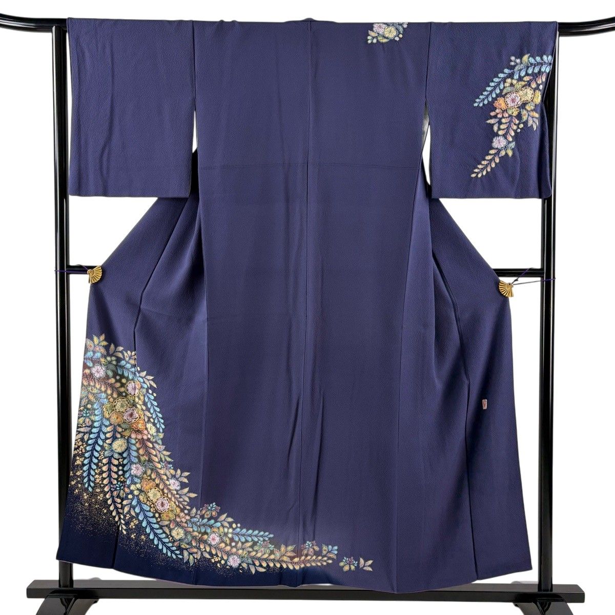 付下げ 身丈154.5cm 裄丈64.5cm M 袷 翠山工房 やまと 落款 辻ヶ花 金彩 紫 正絹 名品 【中古】