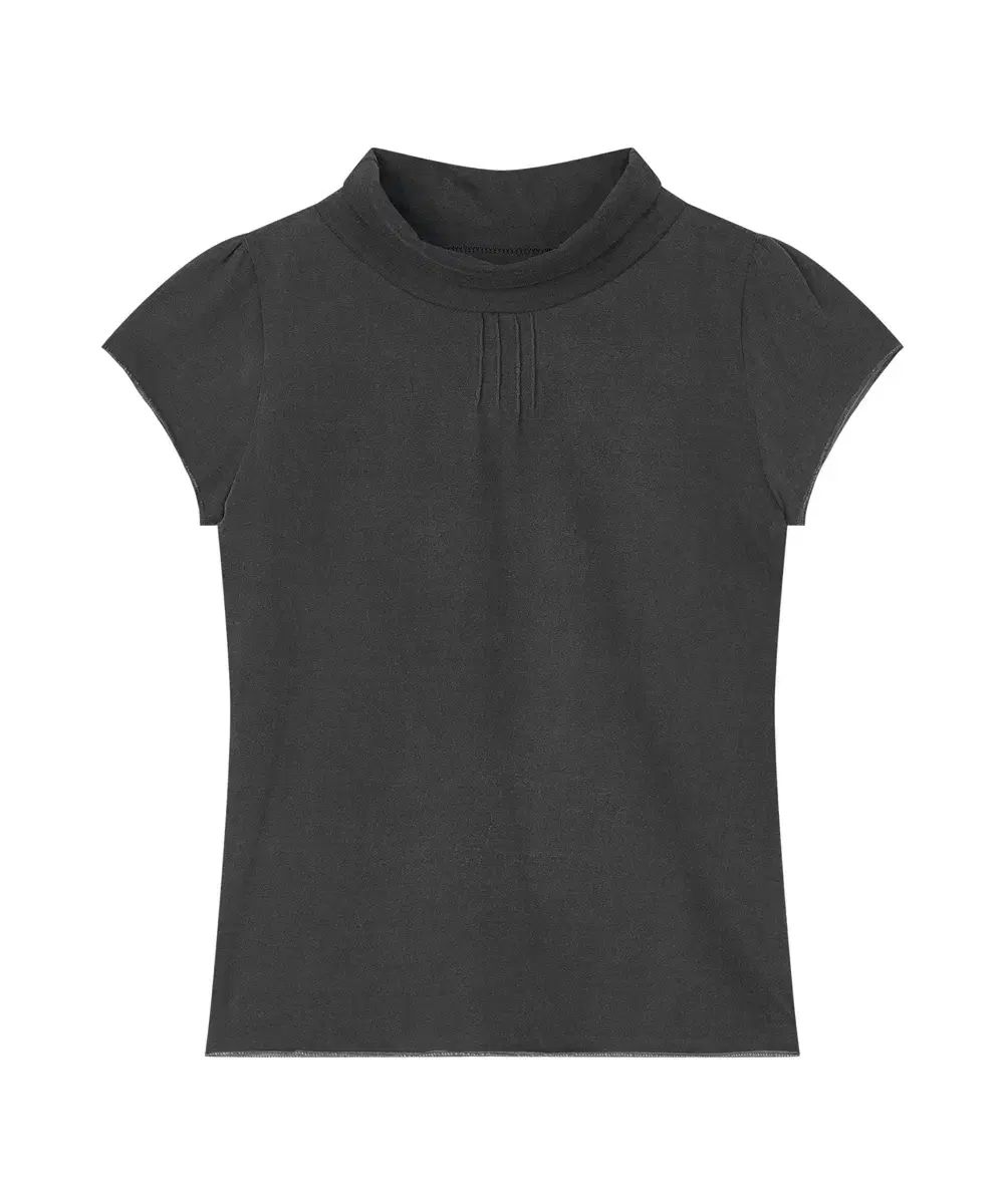 buttony HALF-NECK PINTUCK SHORT SLEEVE T