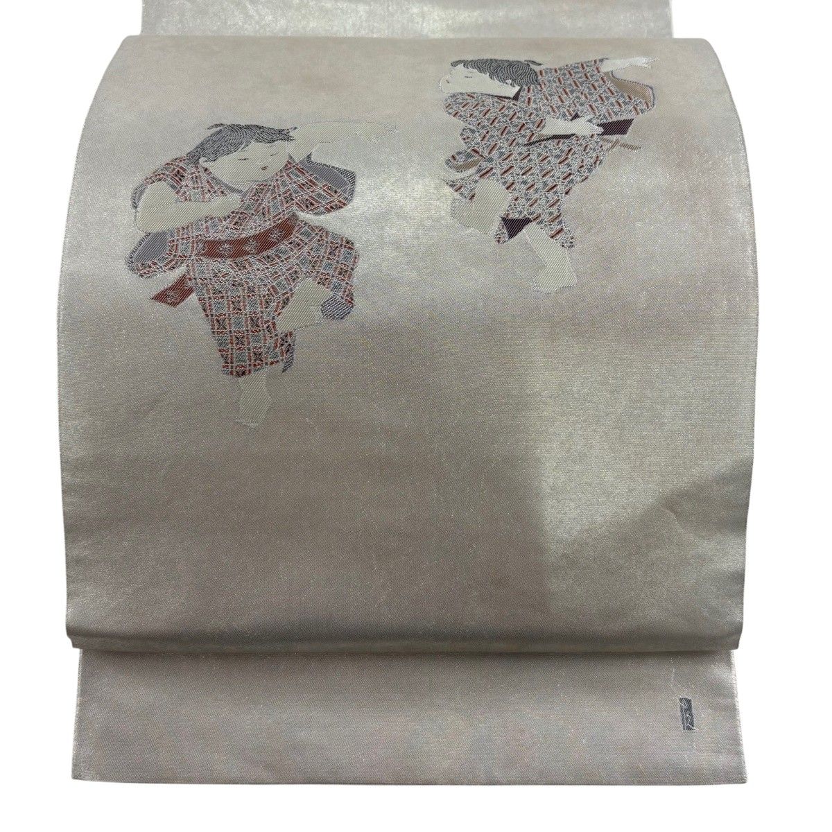 袋帯 名品 由水十久監修 落款 童 箔 銀色 お太鼓柄 正絹 【中古】 10,952円
