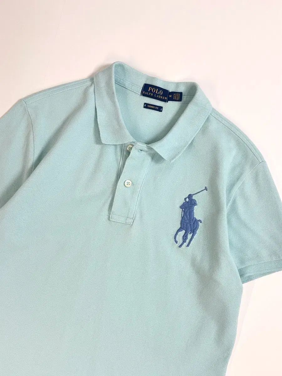 POLO ポロ スリムフィット ビックポニー ソーダカラー PK カラーTシャツ (44/55)