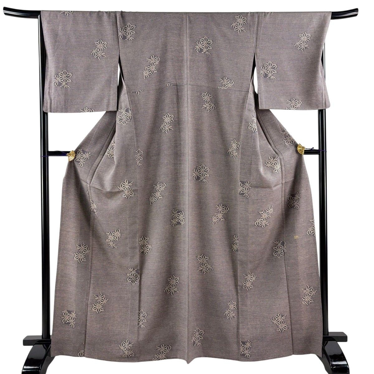 【美品】 小紋 身丈166cm 裄丈68cm L 単衣 落款 麻の葉 灰紫 正絹 秀品 【中古】 8,378円