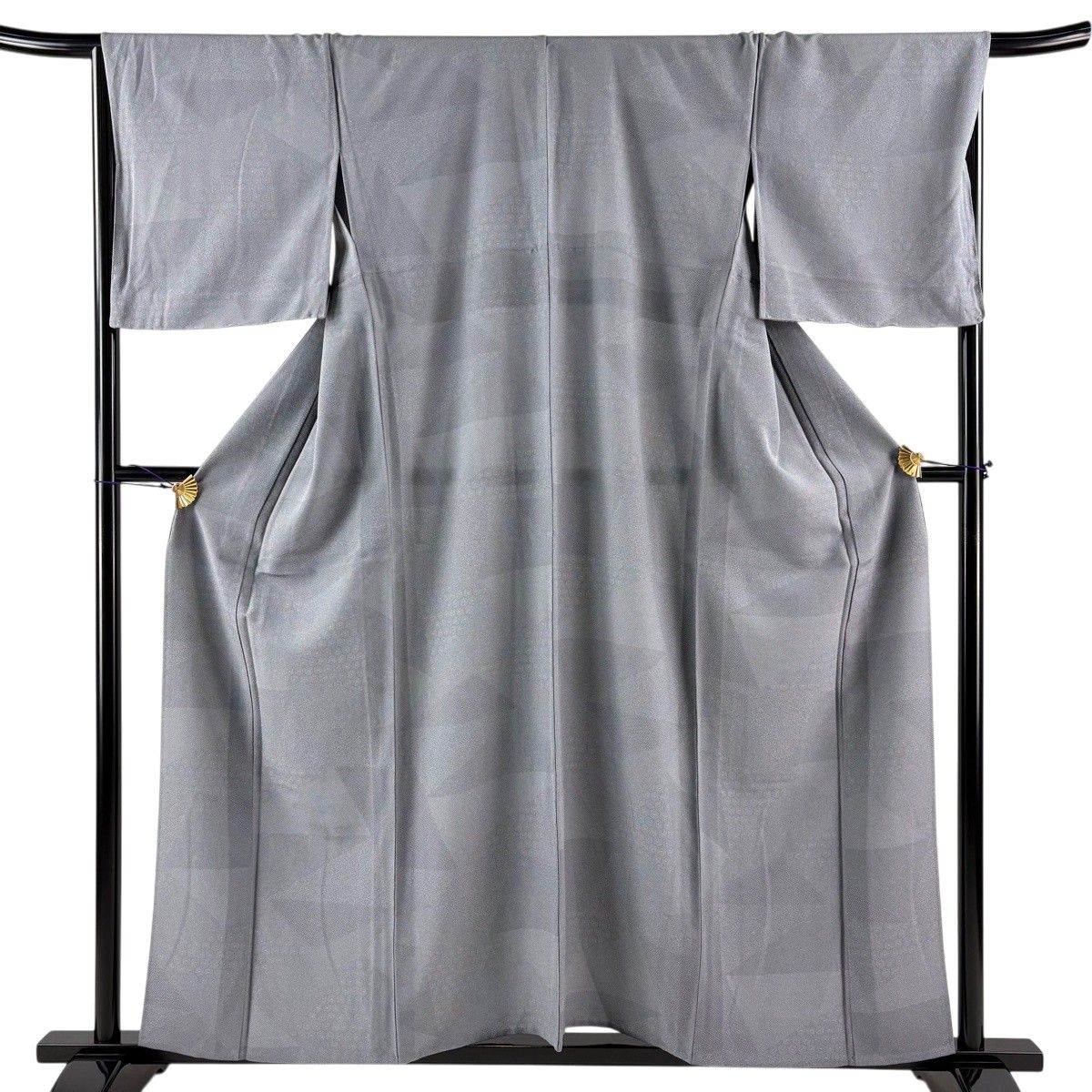 【美品】 江戸小紋 身丈157cm 裄丈66cm M 単衣 鮫 行儀 灰色 正絹 秀品 【中古】