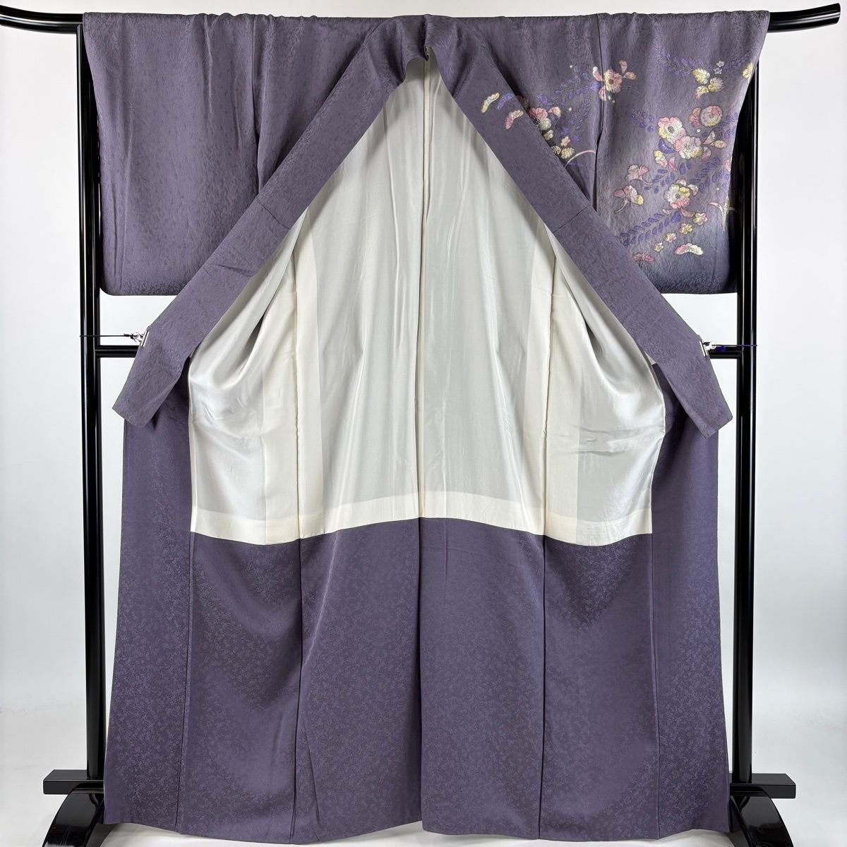 美品】 訪問着 身丈168cm 裄丈68cm L 袷 辻が花 金彩 ぼかし 薄紫 正絹