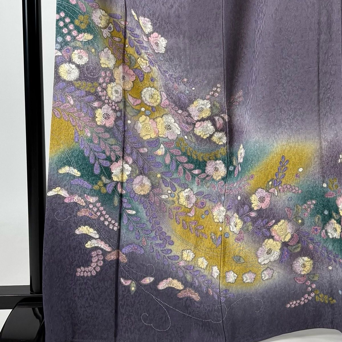 美品】 訪問着 身丈168cm 裄丈68cm L 袷 辻が花 金彩 ぼかし 薄紫 正絹