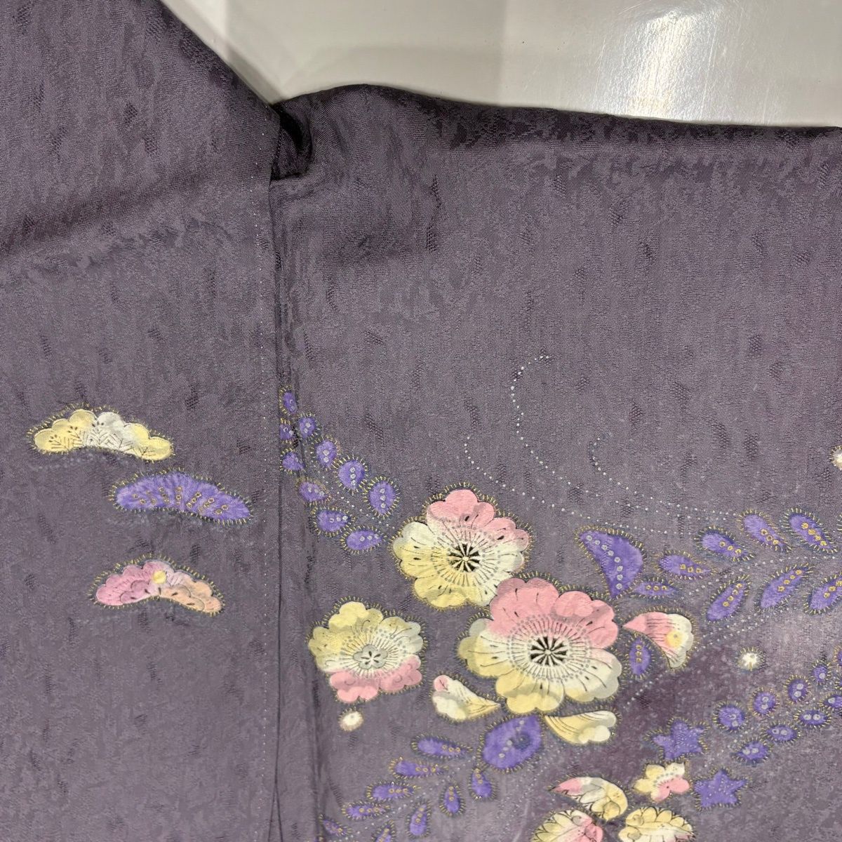 美品】 訪問着 身丈168cm 裄丈68cm L 袷 辻が花 金彩 ぼかし 薄紫 正絹