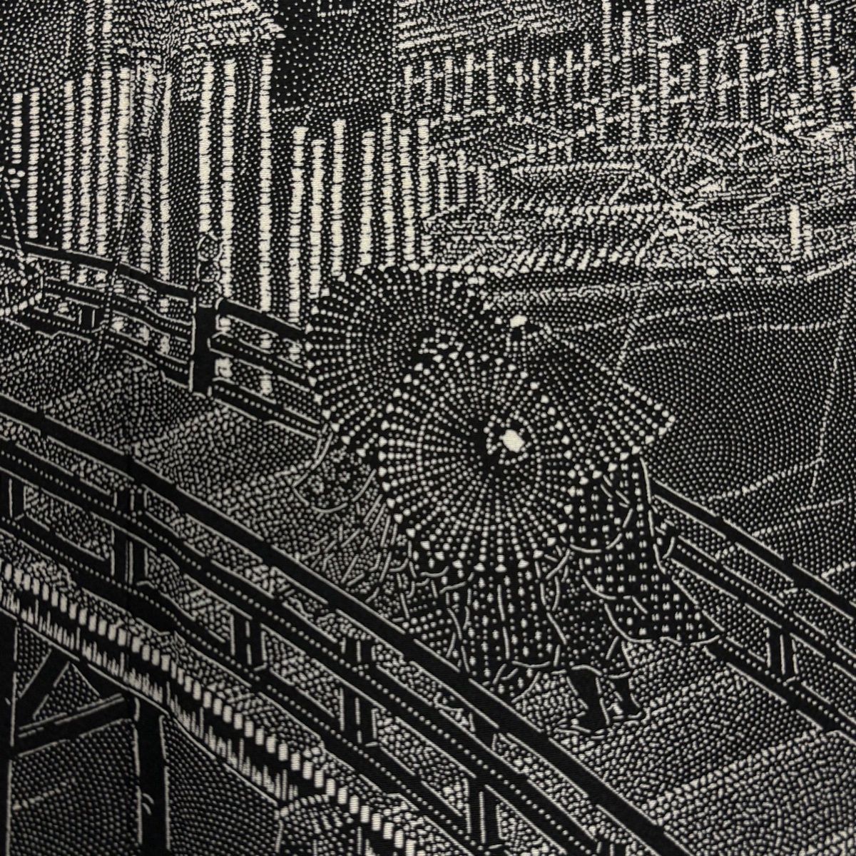 美品】 訪問着 身丈157.5cm 裄丈66cm M 袷 染谷梅治 落款 江戸百景 黒